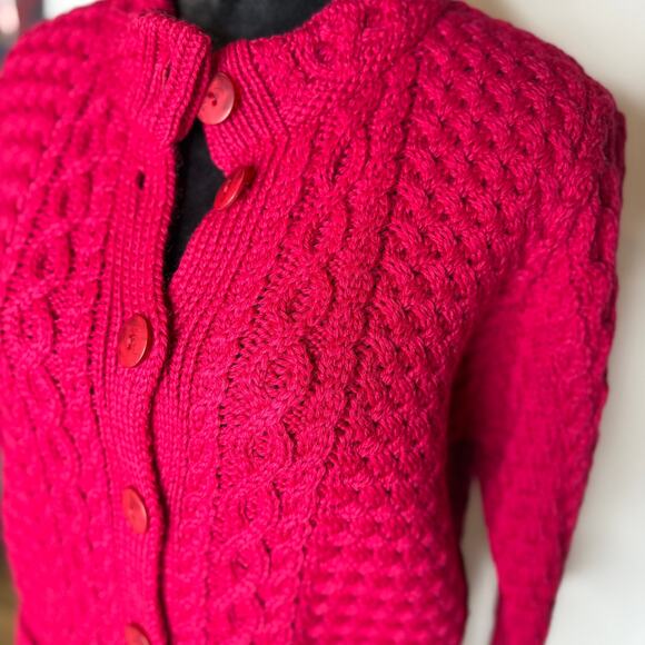 ARAN CRAFT Red Fisherman Cardigan - Picture 2 of 3